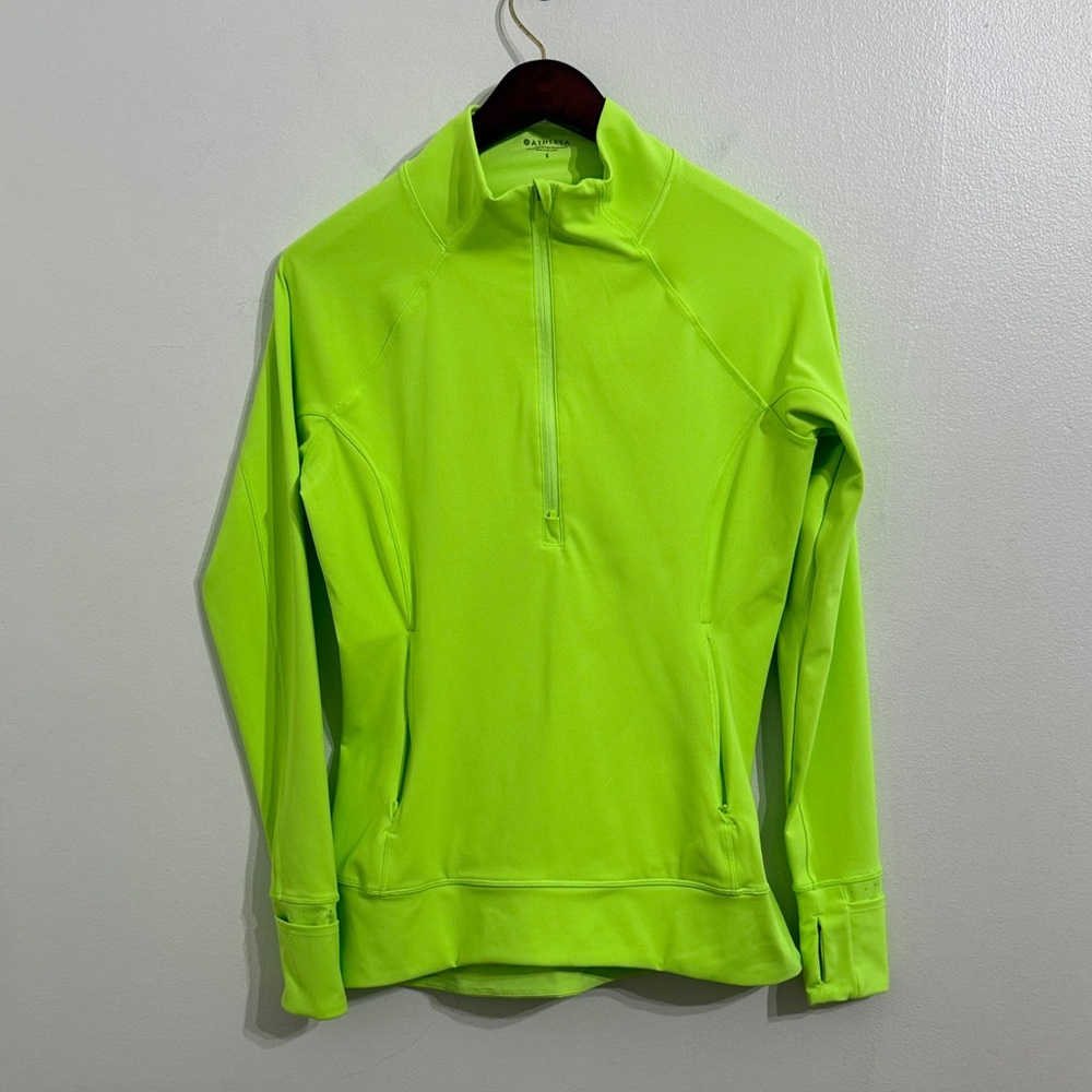 Athleta Whittier Peak Half Zip Long Sleeve Top Womens Small Neon Green Ladies - Picture 6 of 16